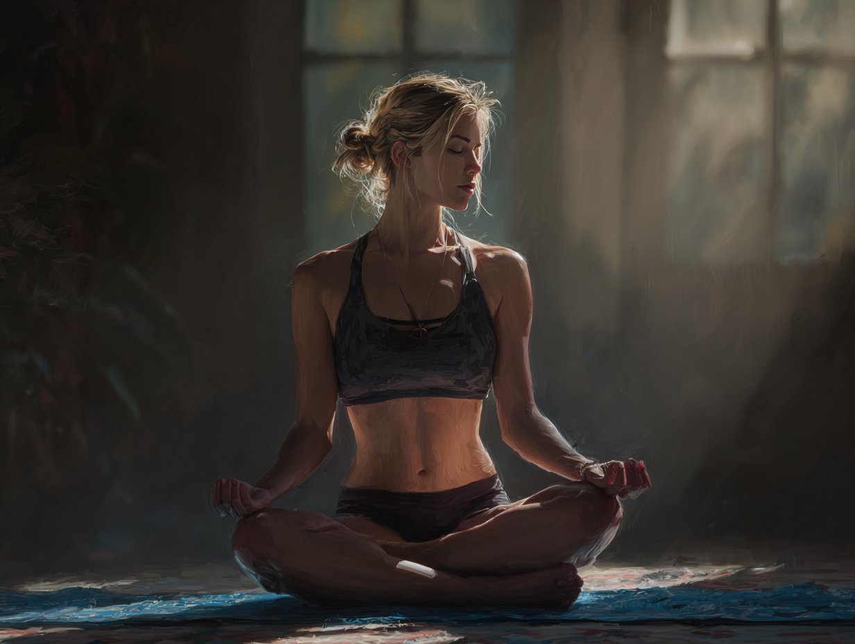 Жінка практикує йогу на природі