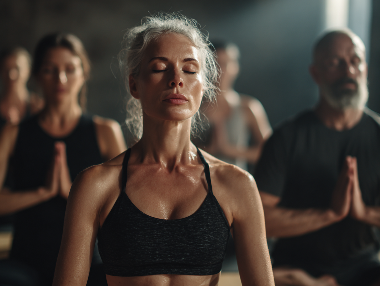 Група людей практикує йогу